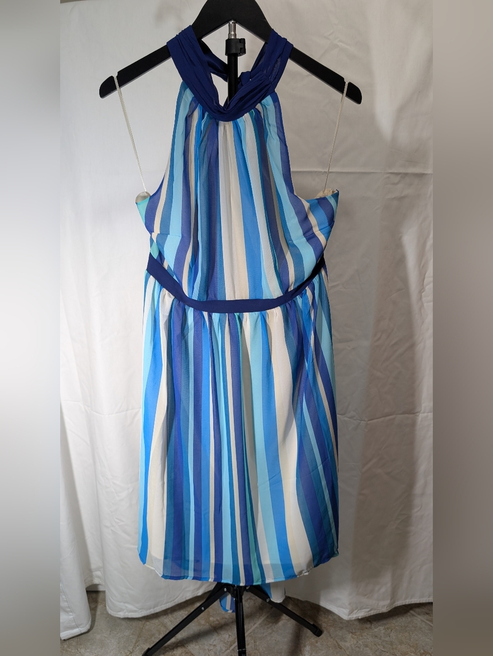 Modcloth Blue /White Striped Halter Dress